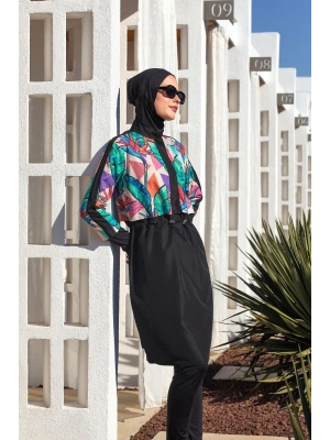 Sherry Uzun Kollu Tam Kapalı Tesettür Mayo 1411-25 - Siyah