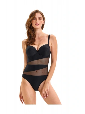 2025 Yeni Sezon Siyah Tül Detaylı Kaplı Mayo