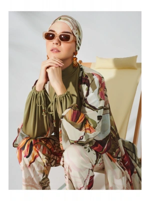 Natural Desenli Tesettür Mayo