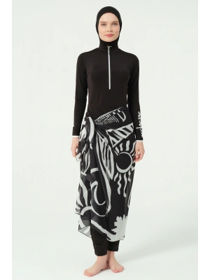 Kol Baskılı Anvelop Etekli Tesettür Mayo