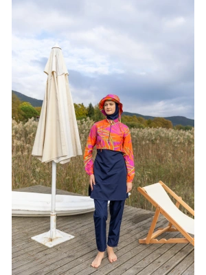 Crop Görünümlü Şapkalı Tesettür Mayo