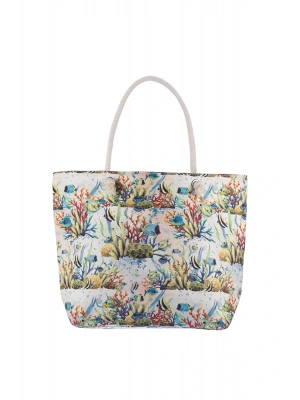 Kadın Fermuarlı Plaj Çantası Desenli Plaj Çantası Günlük Çanta Piknik Çantası Y25670-02