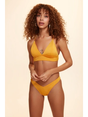 Crush Sırtı Çapraz Üçgen Bikini Tek Üst Sarı 229100