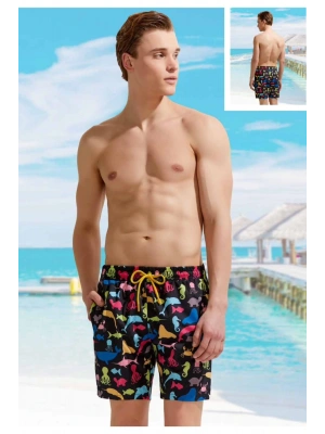 Renkli Denizaltı Desenli Premium Erkek Şort Mayo