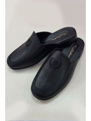 Erkek Siyah %100 Deri Damat Çeyizlik Terlik 289