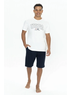 U.s Polo Assn. 18873 Erkek Kısa Kollu Bisiklet Yaka Şortlu Pijama Takımı-Ekru