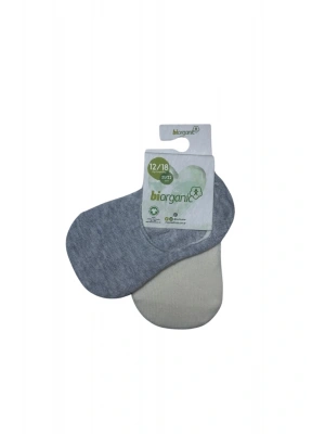 Bibaby Biorganic New Basic Kız 2Li Babet Çorap 68486 Ekru Gri