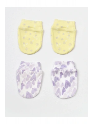 Organik Eldiven 2li Love You Baby Yellow Lavender