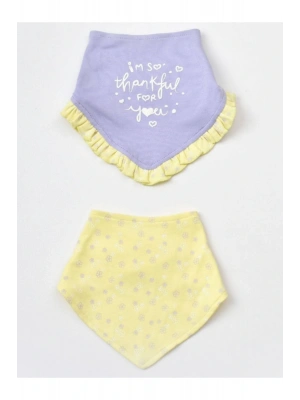 Organik Fular Önlük 2li Love You Baby Yellow Lavender