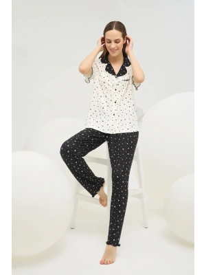 SEVİM 16690 KADIN BASKILI DÜĞMELİ PİJAMA TAKIM 25Y