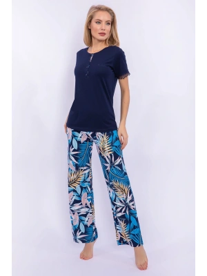 Yaprak Desenli Lacivert Kadın Homewear