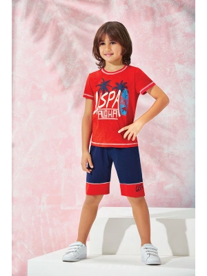 Kırmızı Us Polo Erkek Çocuk Bermuda Takım - 6187