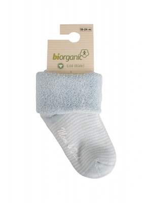 Biorganic Kız Erkek Bebek Mom Dad Havlu Bebe Çorabı Mavi