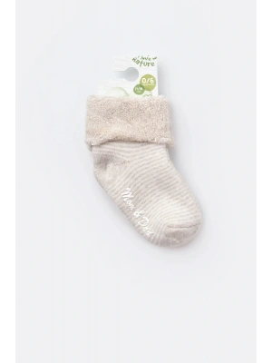 Bebek Kaydırmaz Havlu Çorap Bej