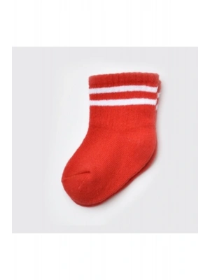 Biorganic Çizgili Unisex Tekli Çorap 68458 Kırmızı