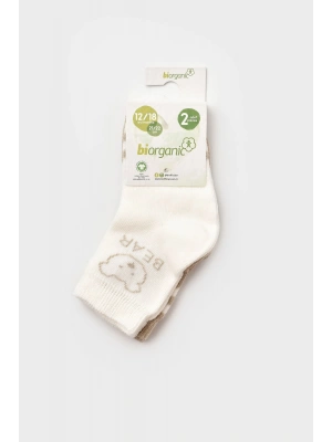 Bebek Organik Soket Çorap 2li Kahverengi