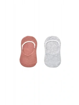 Basic Kız Babet 2li Çorap Gri Gül Kurusu