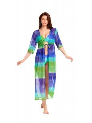 Renkli Önü Açık Uzun Pareo