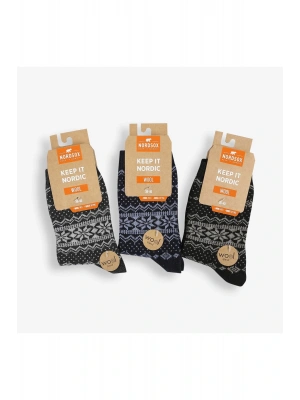 Kadın 3lü Lüks Yünlü Renkli Çorap