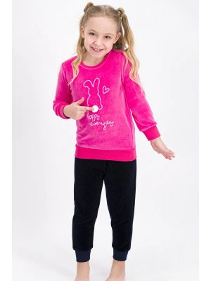 Rolypoly Happy Everyday Şeker Pembe Kız Çocuk Kadife Eşofman Takımı