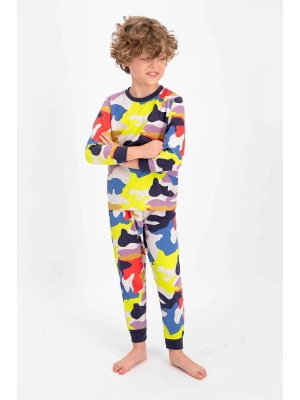 Rolypoly Colorful Soldier Pattern Bejmelanj Unisex Çocuk Uzun Kol Pijama Takımı