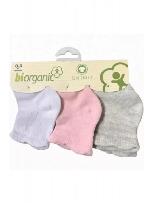 Biorganik Desenli Basic 3lü Çorap Beyaz-pembe-gri