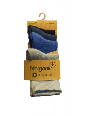Biorganic 4Lü New Basıc Çocuk Çorap 68387 Mavi