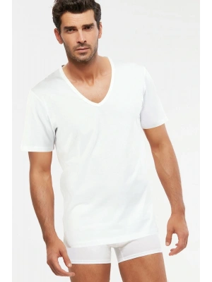 Erkek Beyaz Penye V Yaka T-shirt Atlet 6lı