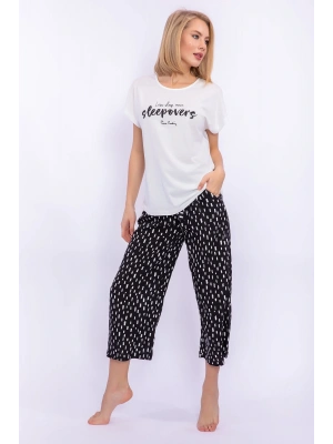 Sleepovers Krem Kadın Kapri Takım
