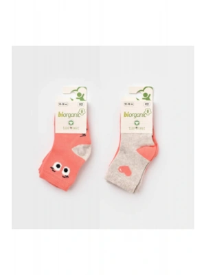Organik Çorap Soket 2li Hi Bej - Nar Çiçeği
