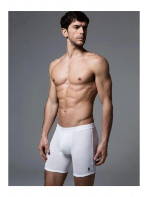 Erkek Beyaz Modal Esnek Uzun Boxer 80052