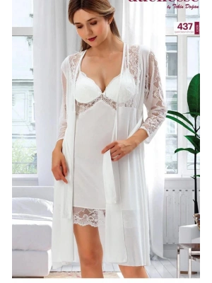 Çeyizlik Dantelli Saten 6lı Set -ekru