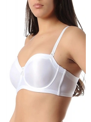 1680 Beyaz Renk Balenli Desteksiz Straplez Toparlayıcı Küçültücü Sütyen