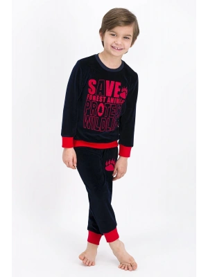 Erkek Çocuk Save Animals Lacivert Kadife Eşofman Takımı