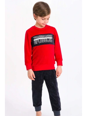 Rolypoly Tyrannosaurus Kırmızı Erkek Çocuk Kadife Eşofman Takımı