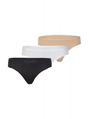 Kadın Slip Külot 3lü Paket Essential 1575 - Beyaz Ten Siyah