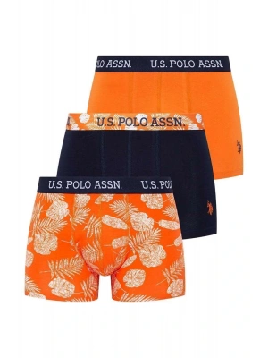 Erkek Turuncu Baskılı - Lacivert - Turuncu 3lü Boxer