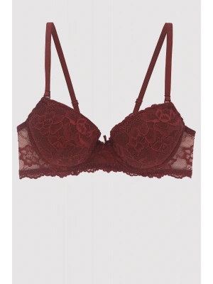 Kadın Vişne 6200 Madrid Balenli Desteksiz Dantelli Sütyen (TAK - ÇIKAR ASKILI)