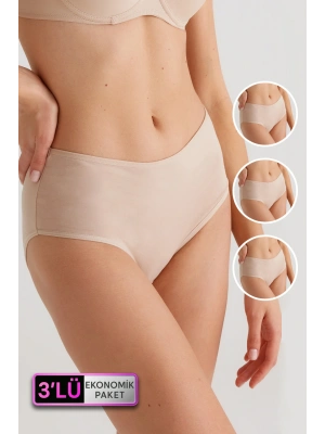 Kadın 3lü Ekonomik Paket Ten 2033 Maxi Cut Pamuklu Basic Külot