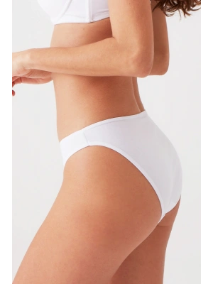 Kadın 5li Paket Siyah-beyaz-ten 2057 High Leg Classic Pamuklu Basic Külot