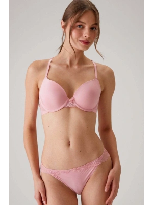 Şeker Pembe 4722 Lyon Balenli Double Push Up Dantel Sırt Detaylı Fantezi Iç Çamaşır Takımı
