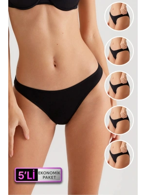 Kadın 5li Ekonomik Paket Siyah 2055 Basic Brief Pamuklu Külot