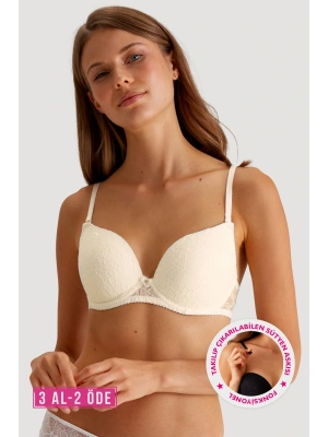 Inci 6220 Paris Balenli Desteksiz Dolgusuz Dantelli Sütyen (C CUP SEÇENEĞİYLE)