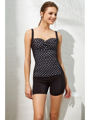 Fairy Sortlu Drapeli Yüzücü Mayo Puantiye Desenli 221136