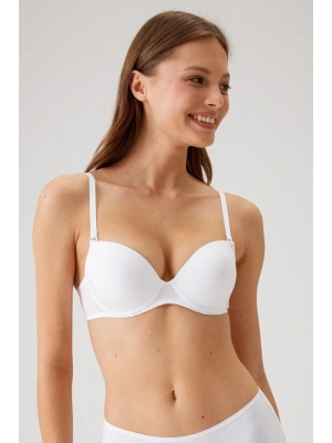 Kadın Beyaz 6045 Milan Push Up Dolgulu Micro Sütyen (TAK - ÇIKAR ASKILI)