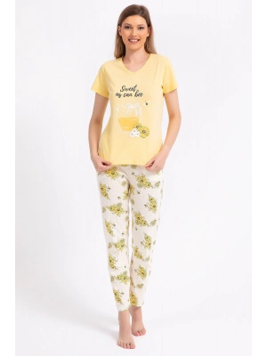 Rolypoly Kız Çocuk Sarı Kısa Kol Pijama Takım