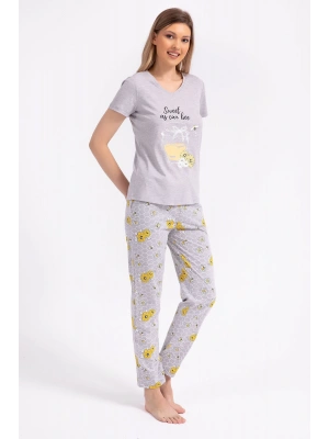 Rolypoly Kız Çocuk Gri Kısa Kol Pijama Takım