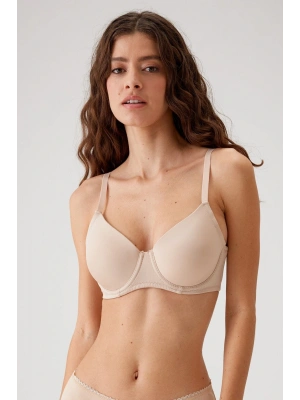 Kadın Ten 6104 Barcelona Balenli Desteksiz Göğüsü Kavrayan Kalın Askılı Tek Micro Sütyen