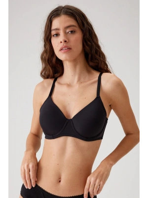 Kadın Siyah 6104 Barcelona Balenli Desteksiz Göğüsü Kavrayan Kalın Askılı Tek Micro Sütyen