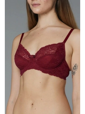 Kadın Bordo Dantel İçi Boş Toparlayıcı Sütyen
